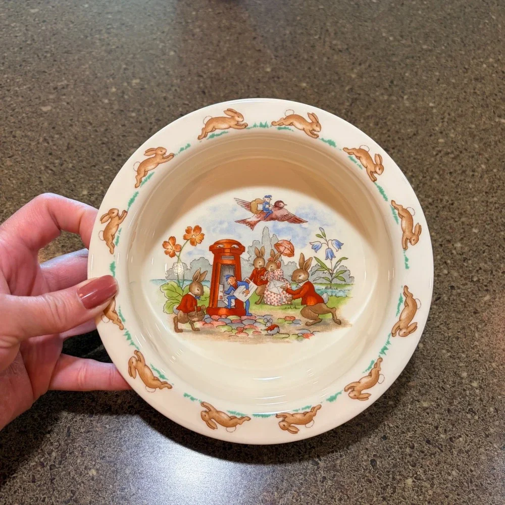 Royal Doulton Bunnykins Post Office Bowl English Fine Bone China Vintage